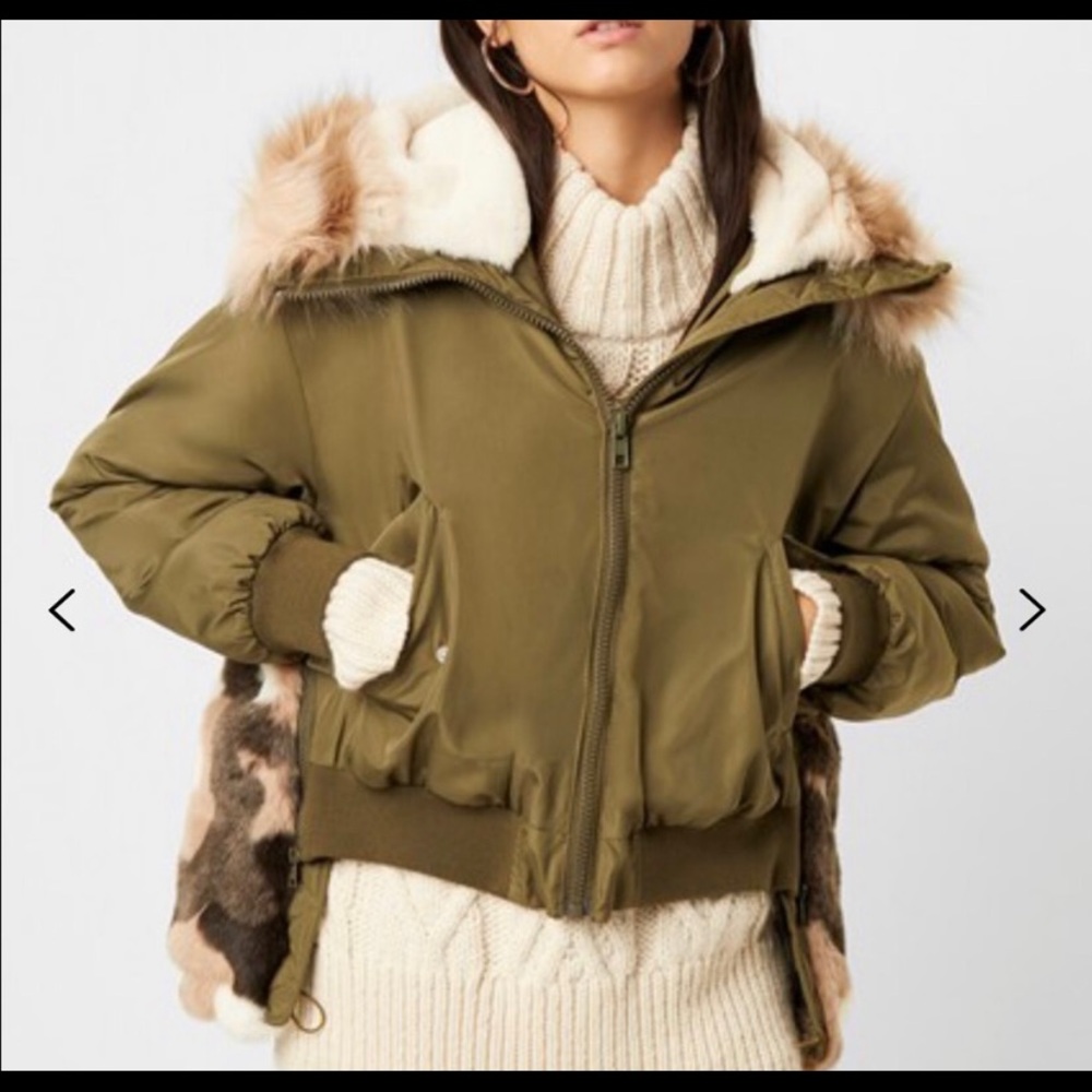 FRENCH CONNECTION FUR BOMBER JACKET